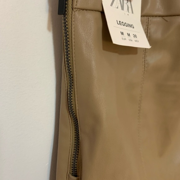 Zara tan leather pants , fur inside, size medium - Picture 4 of 5